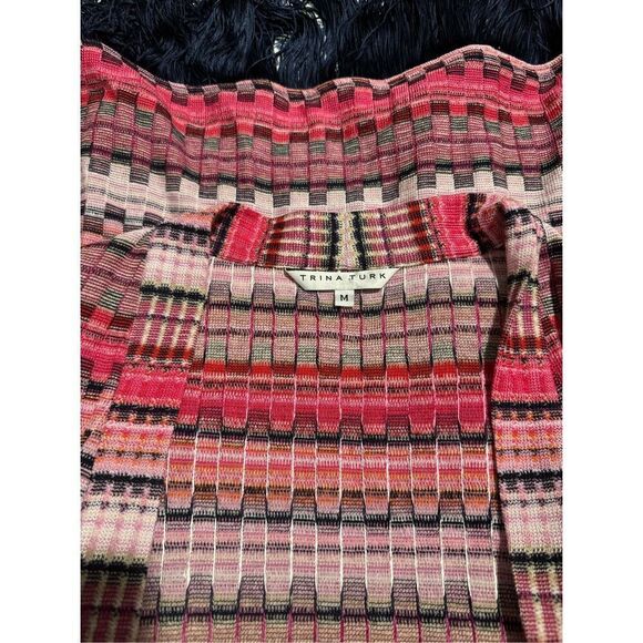 Trina Turk Exquisite open front knit fringe bottom kimono top M - Picture 2 of 7